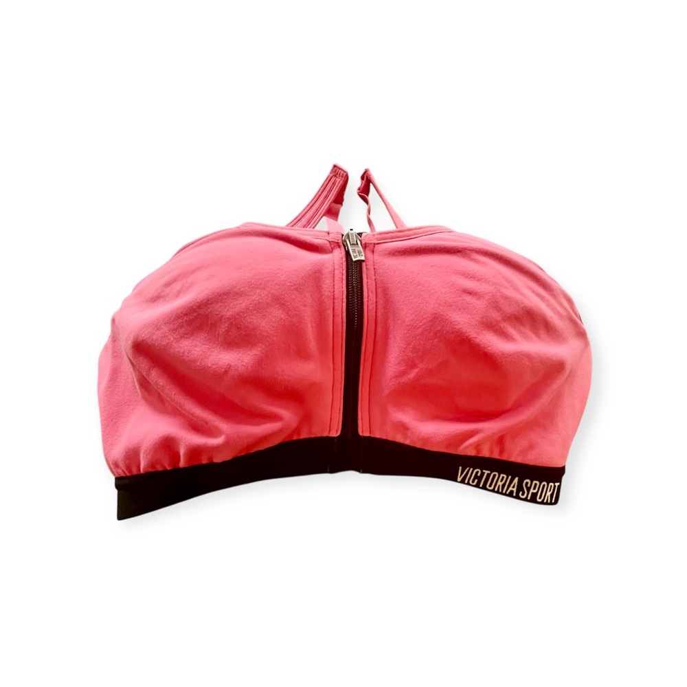 Victoria Secret Sport Knockout Bra Front Zip Underwire Adjustable Pink 32D